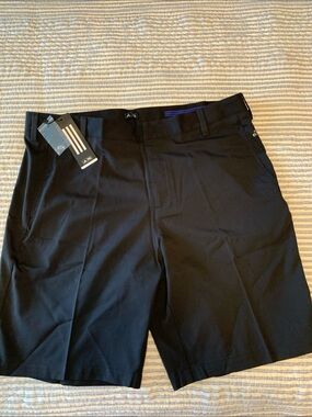 Adidas Black Flat-Front Performance Golf Shorts